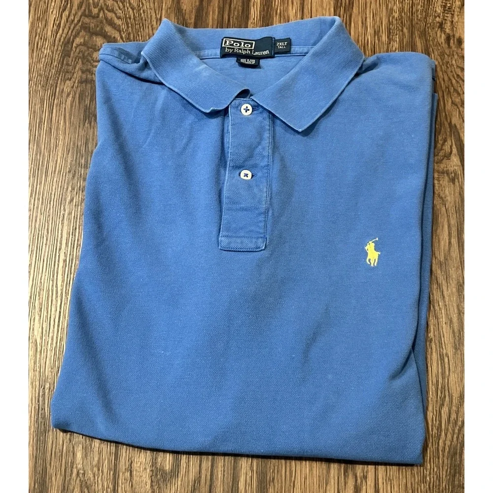 Polo Ralph Lauren Polo Shirt Size 2XLT Blue Short Sleeve Cotton Pique Pony Logo